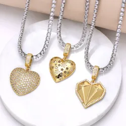 FLOLA Statement Tennis Chain Heart Necklace for Women Clavicle Chain Short Necklace Choker Luxury Jewelry nkew31