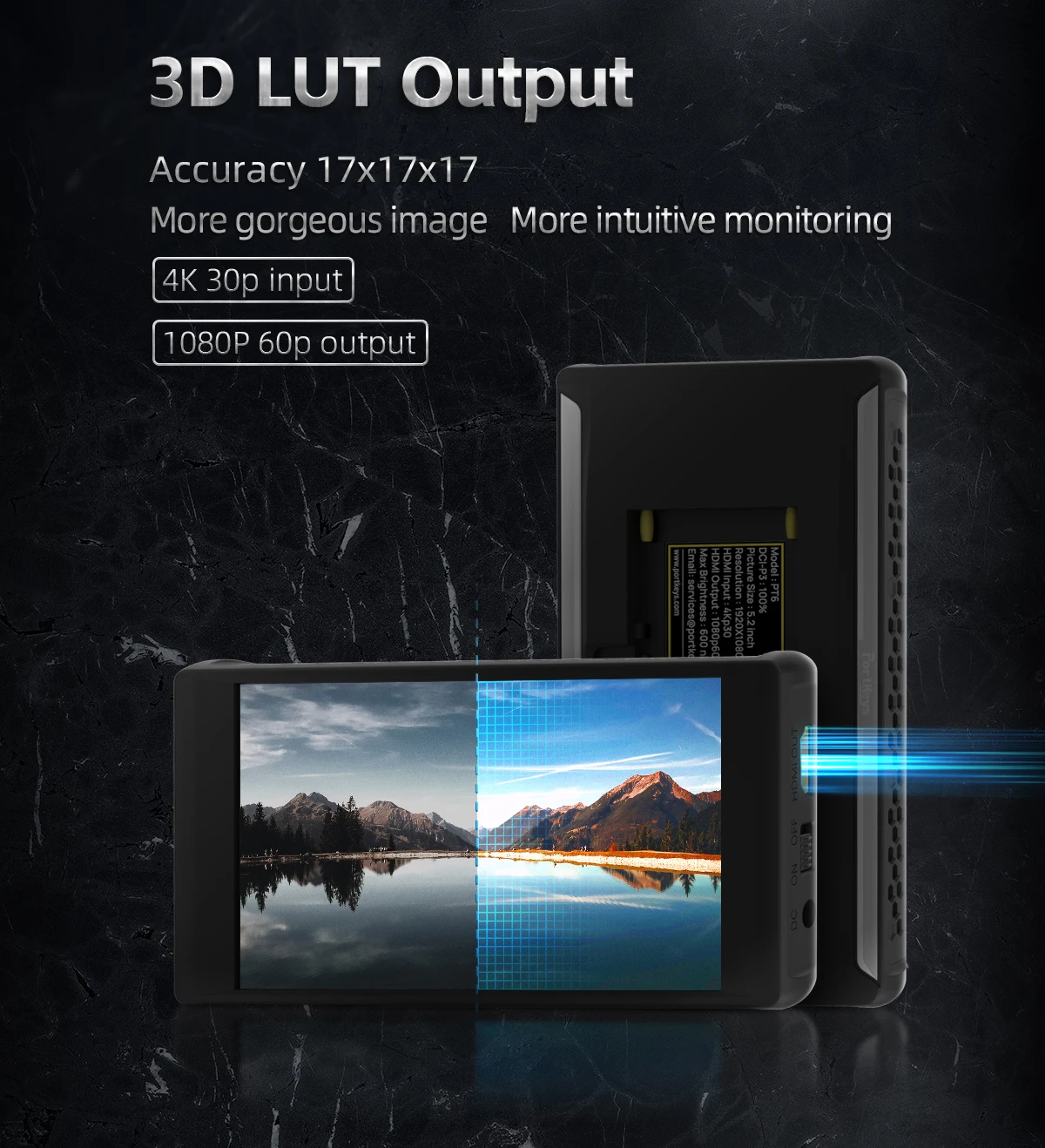 Portkeys PT6 5.2 inch Monitor Touch Screen 3D LUT 600nit 1080P 4K-HDMI-Compatible Display Field Mointor for Live Streaming