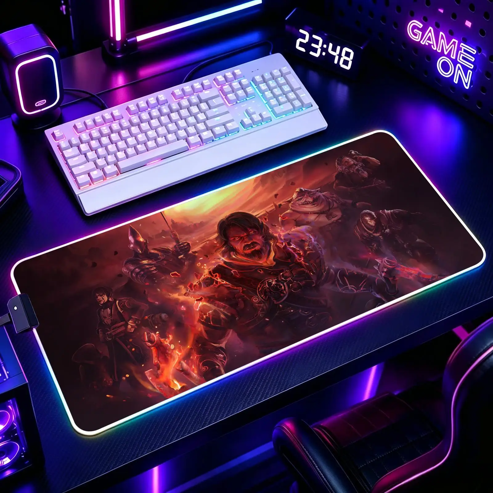 Blades of Fire  Mouse Pad RGB Color Changing Gaming Mouse Pad, Stitched Edges, XXL Non-Slip Large Keyboard Desk Mat