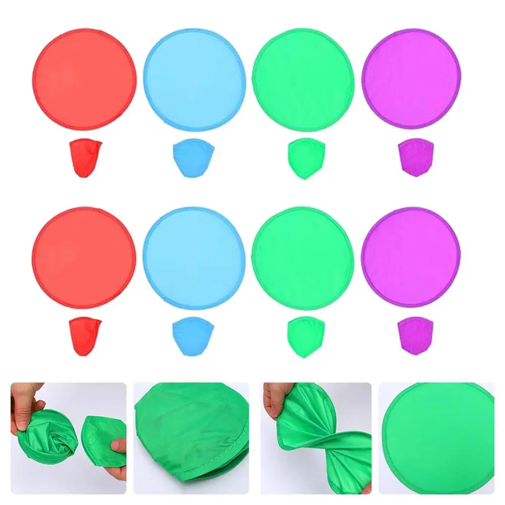 15 Pcs Foldable Flying Discs Round Fans Lightweight Outdoor Toys Kids Beach Play Camp Picnic Park Polyester Smooth Edges