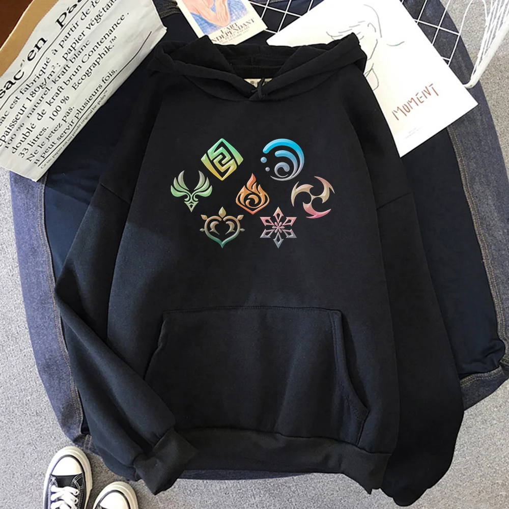 

Genshin Impact Element Hoodies Women Streetwear Printed Ulzzang Graphic Sweatshirts Clothing Anime Long Sleeve Crewneck Tops