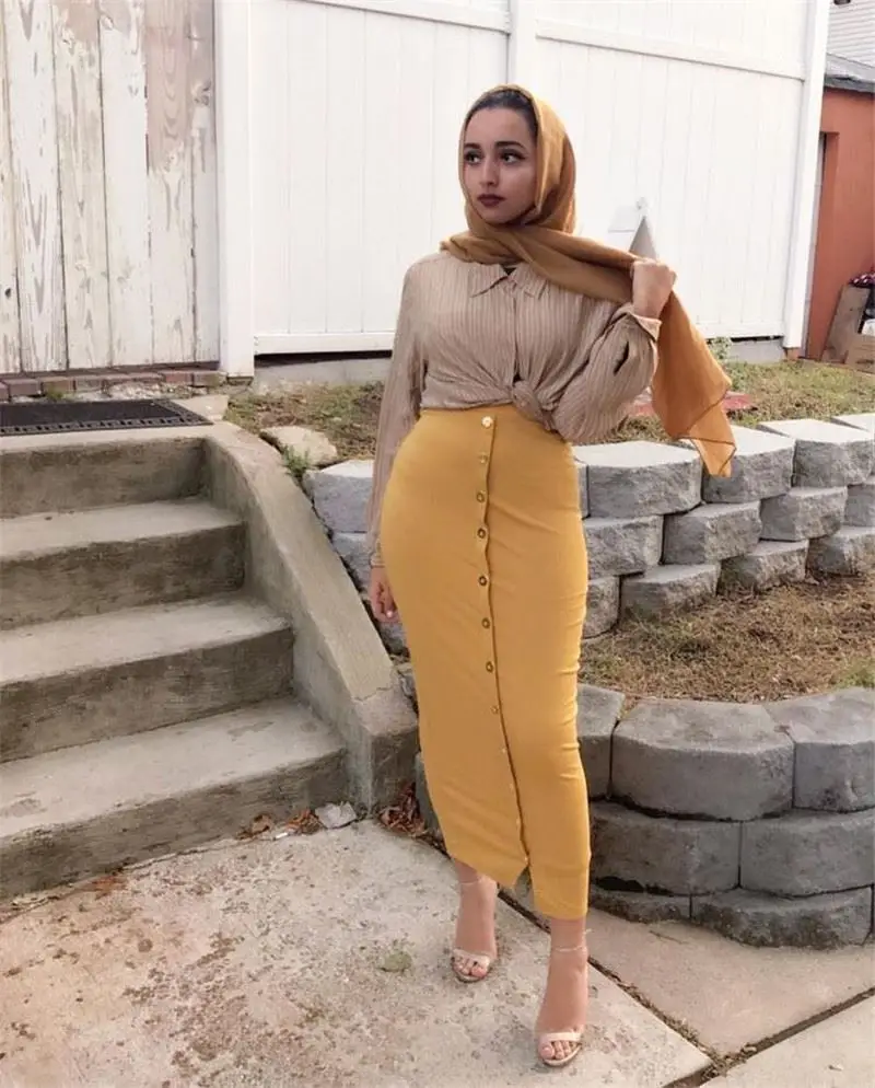 

Длинная облегающая юбка INS в стиле Мидл-Ист, разноцветная, из искусственной кожи, однотонная, пять размеров, модель SK902