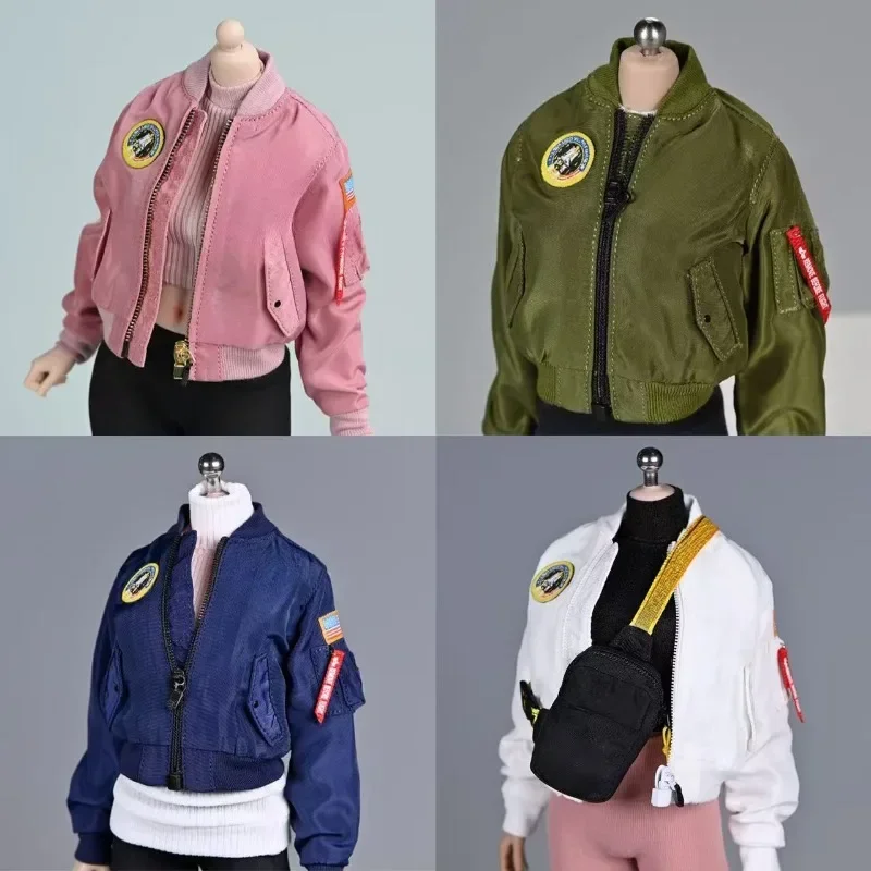 1/6 Scale Female Sports Short Style MA1 Flight Jacket for 12inch Action Figures TBL PH Body Doll Accessories