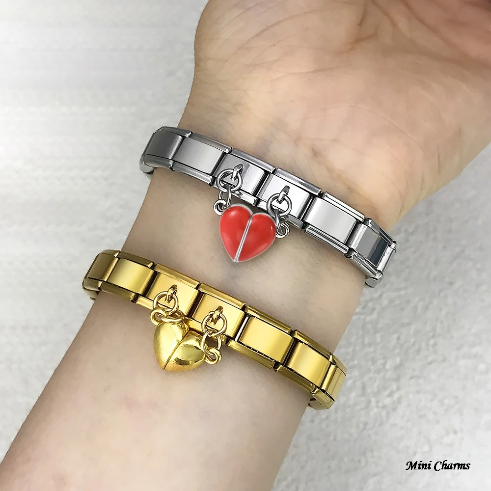 Abnehmbarer Leuchtender Magnetischer Anziehungs-Herzanhänger in Rot, Grün, Weiß, Passend für 9mm Edelstahl-Armbänder, DIY-Schmuck – Detail 3