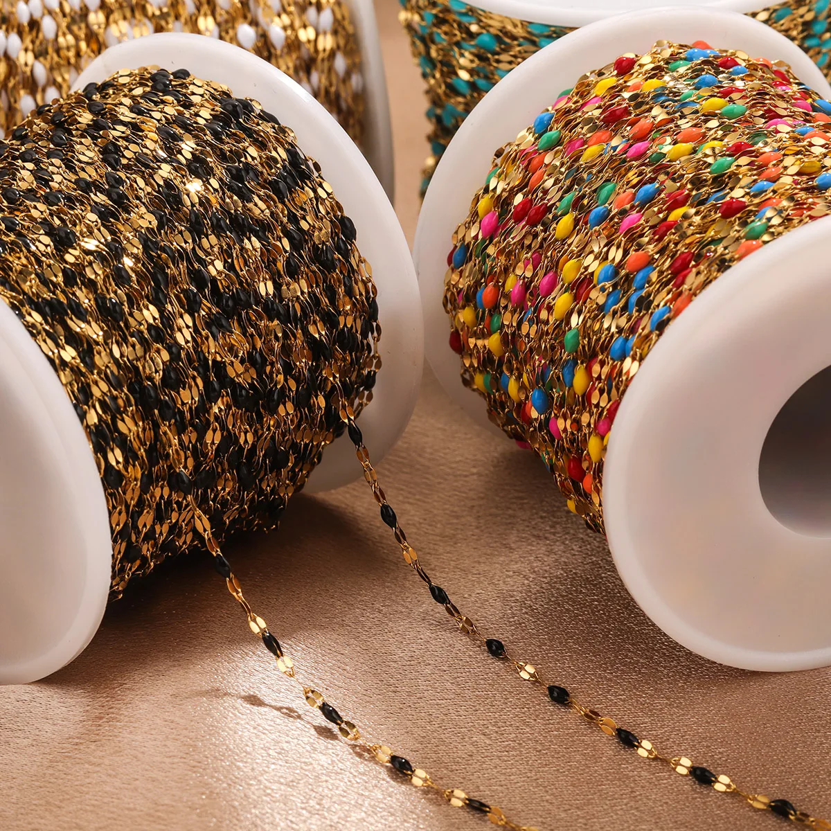 2M Stainless Steel Tiny Colored Lips Enamel Gold Chain Rope Chains for Diy Jewelry Making Supplies Necklace Wholesale Craft