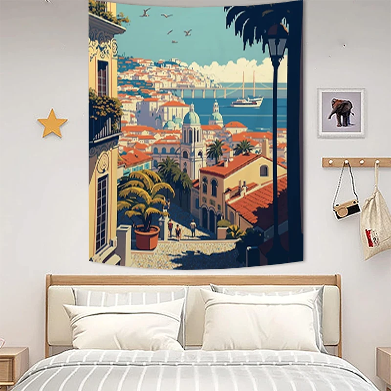 Tapries Cities Pixel Art Decorative Wall Tapestry Aesthetic Tapestries Bedroom Decoration Room Decor Luxury Decors Home Fabric