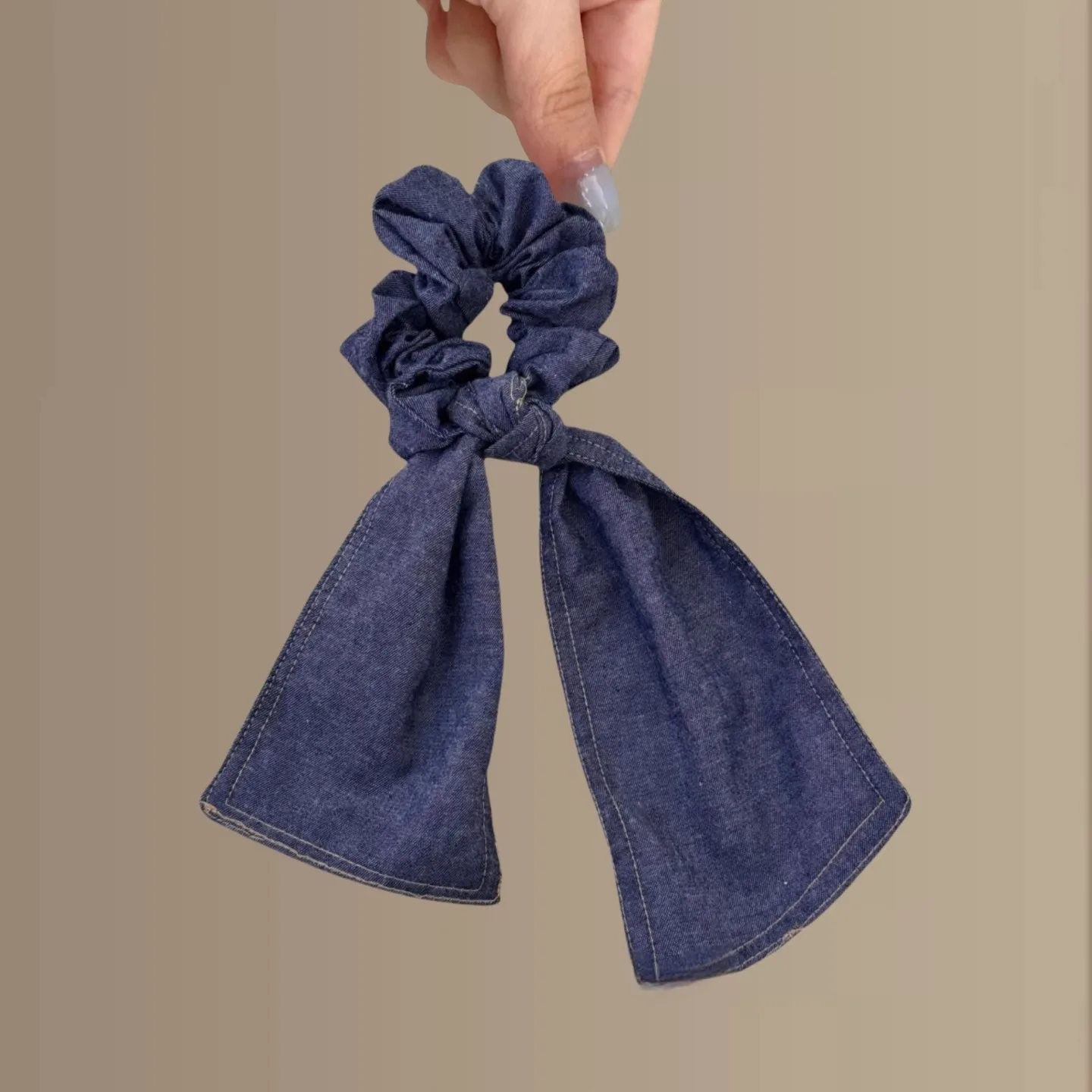 

Большие эластичные резинки для волос в винтажном стиле с бантом, джинсовые повязки для женщин, аксессуары для причесок-пучков