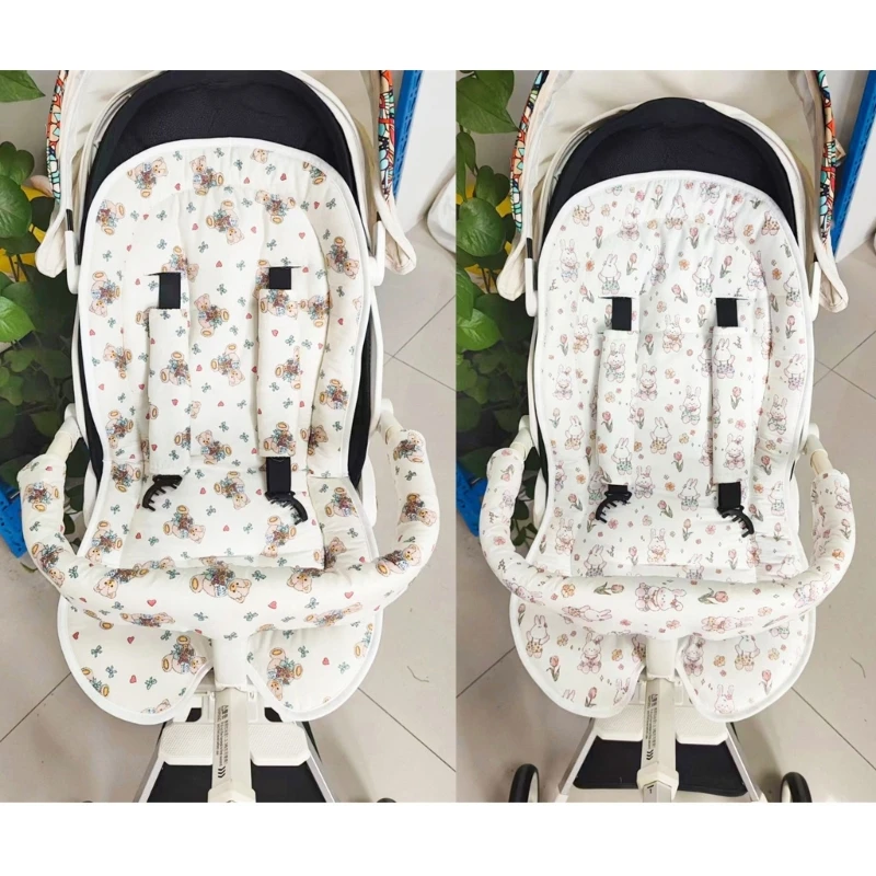 Breathable Stroller Strap Bibs Cotton Front Armrest Teething Towel 3-Layers Cover Baby Cart Safety Strap Saliva Towel A2UB