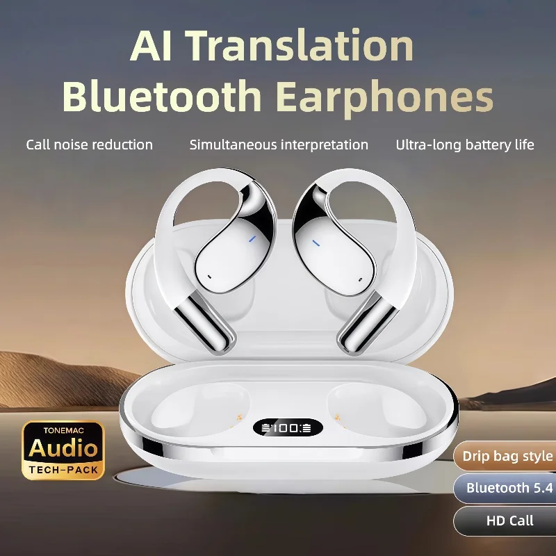 Q39Wireless AI auriculares de traducción en tiempo real 140 idiomas traductor de voz instantáneo auriculares gancho para la oreja auriculares con cancelación de ruido