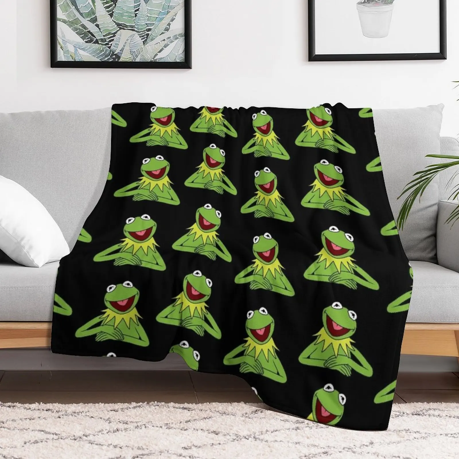 Kermit The Frog pattern Throw Blanket Beach Hairys Moving for babies Blankets