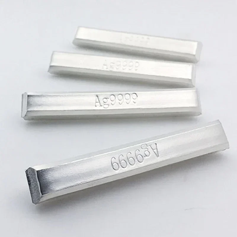 999 High Purity Pure 10-50g Sterling Silver Bullion 9999 Silver Ingot Material Each Bar with Stamp Ag9999 Pure 999 Silver Bars