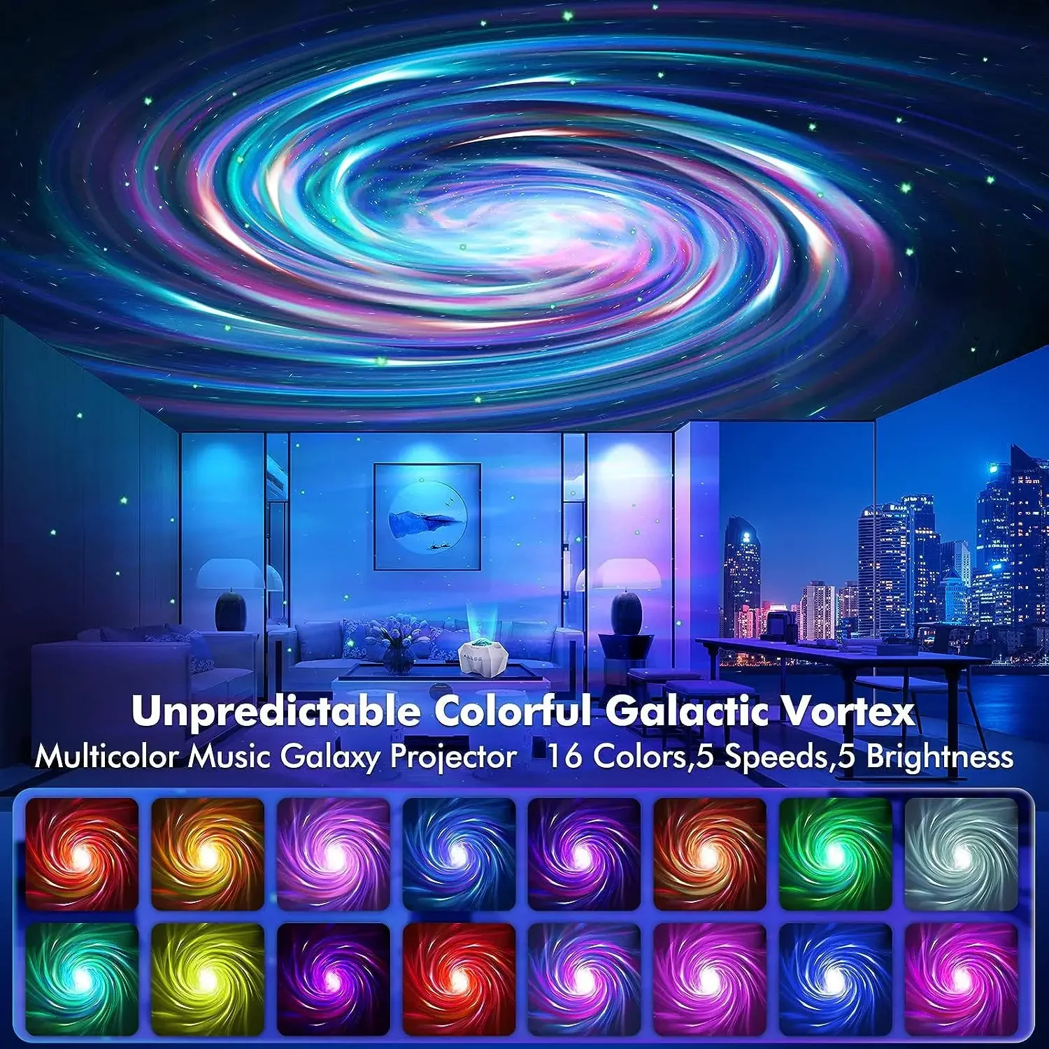 Star River Vortex Aurora Light Projector Galaxy Night Lights with Bluetooth Speaker Moon for Room Decor Home Atomosphere Lamp