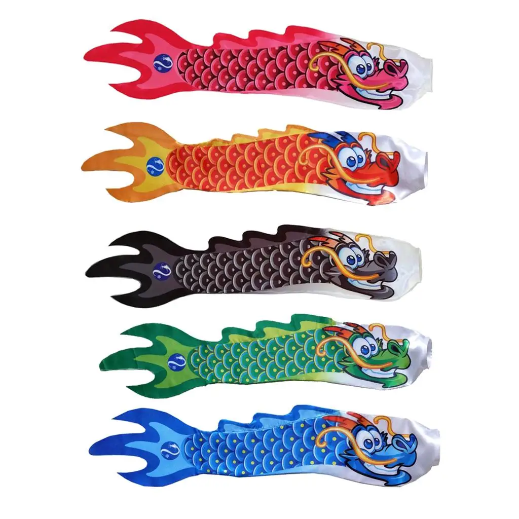 Koinobori Koi Nobori Style Dragon Windsock Flag Streamer Waterproof for Garden Patio Wind Decoration