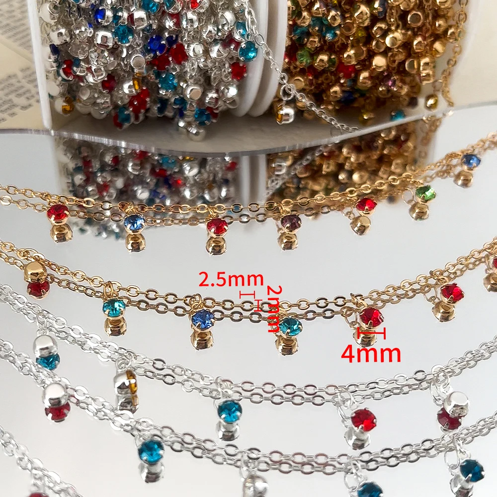 1Meter Colorful Crystal Pendant Copper Chain for DIY Necklace Bracelet Tassel Hair Accessories Bag Chain Jewelry Making Supplies view 6