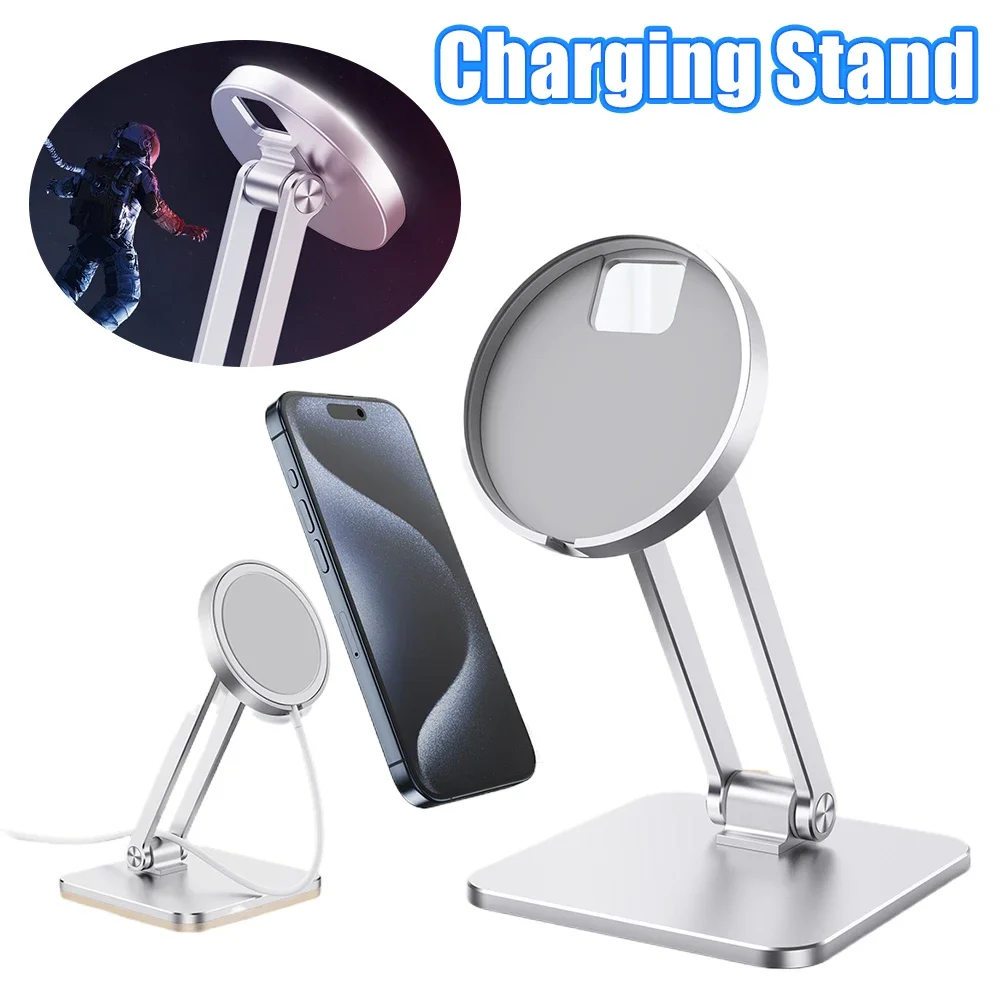 Stand for MagSafe Charger Foldable Adjustable Desktop Stand Holder Dock Aluminum Alloy Wireless Charging Stand for iPhone 15 14