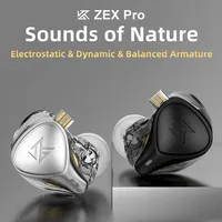 KZ ZEX Pro HIFI Wired In Ear IEMs Earphone Electrostatic + Dynamic + Balanced Armature Hybrid Driver Monitor Headphones with Mic