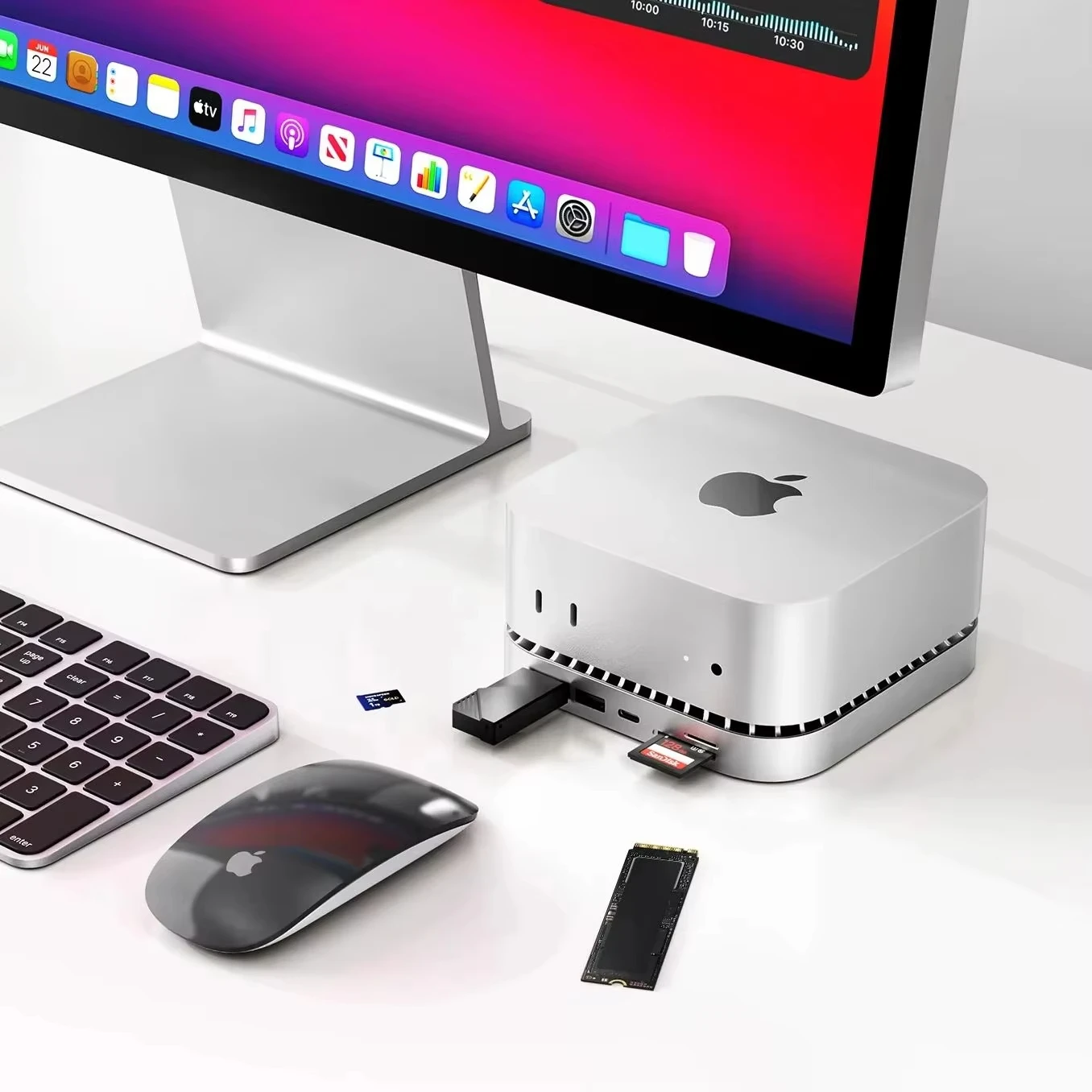 New RayCue M4 / 2024 Mac Mini Hub & Stand with NVMe / M.2 SATA SSD