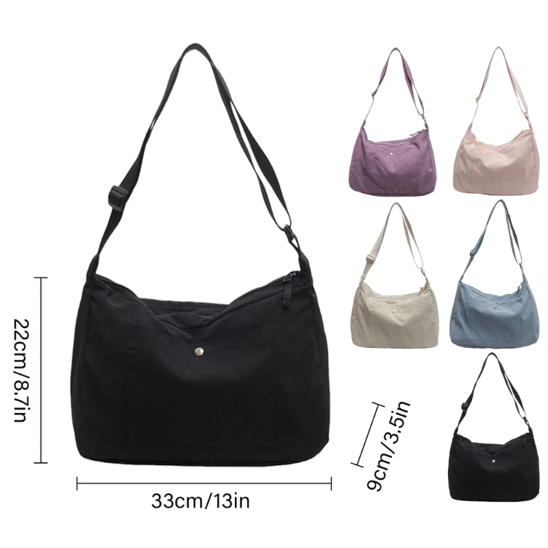 Bolso tipo cartera nailon para mujer con bolsillos, bolso cruzado informal para trabajo y viajes E74B