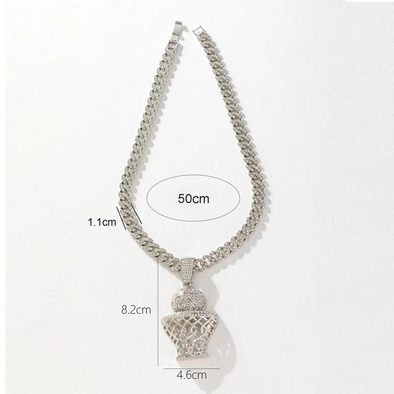 Hip Hop Rhinestone หมายเลข 23 บาสเกตบอลสร้อยคอจี้ Hiphop Iced Out Chain กีฬาสร้อยคอผู้ชายและผู้หญิงเครื่องประดับของขวัญ