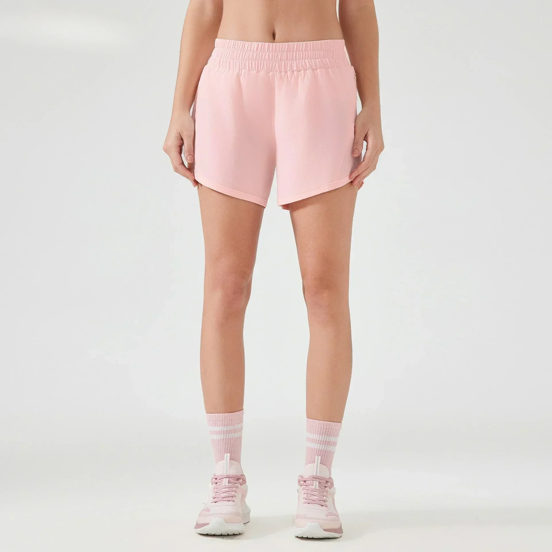 

Lemon Women Mid Rise Lined Short 5" Cool Lightweight Sweat-wicking High Coverage Running Sports Shorts With Side Zippered Pocket