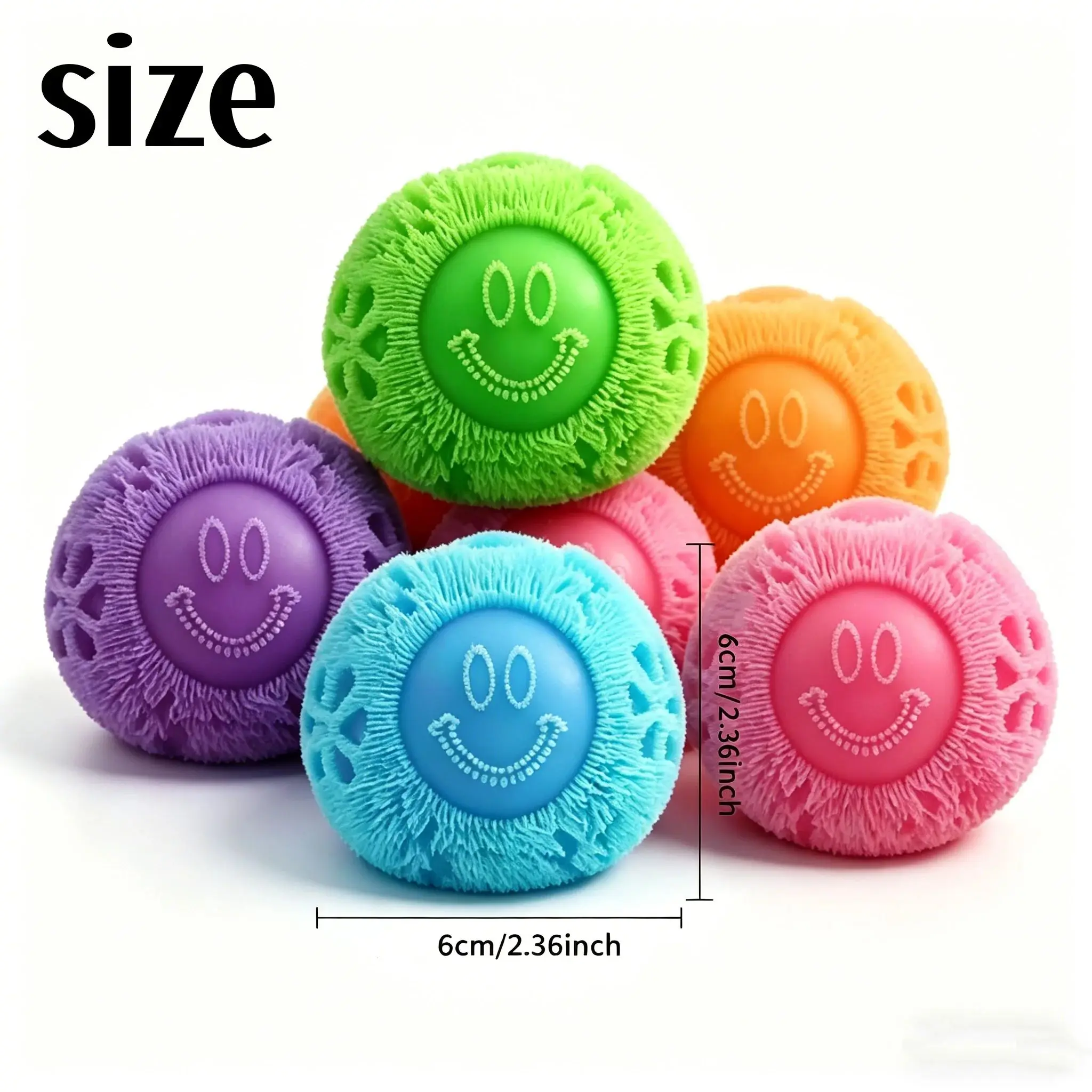 Squishy stress Toys Cute Smiling Velvet Squeeze Ball Portable Stress Relieving Fidget Toy Relaxing Gift Child Adult Home Office