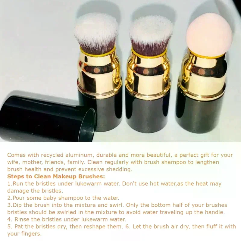 

3 In 1 Professional Makeup Brush Set Kabuki Palm Brush With ABS Plastic Handle Easy To Carry Mini Make Up Brush Cosmetic Tools