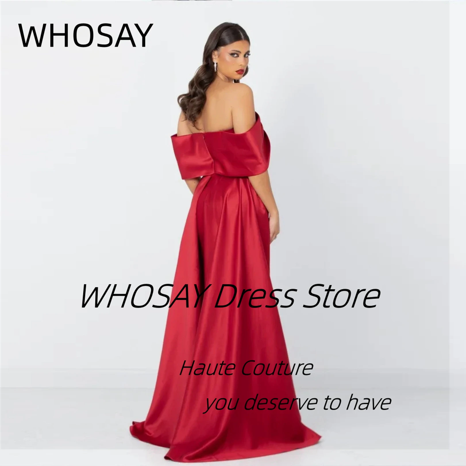 Whosay elegante feminino barco pescoço vestidos de noite personalizado frisado fenda lateral longo vestido de baile com overskirts vestidos des noches