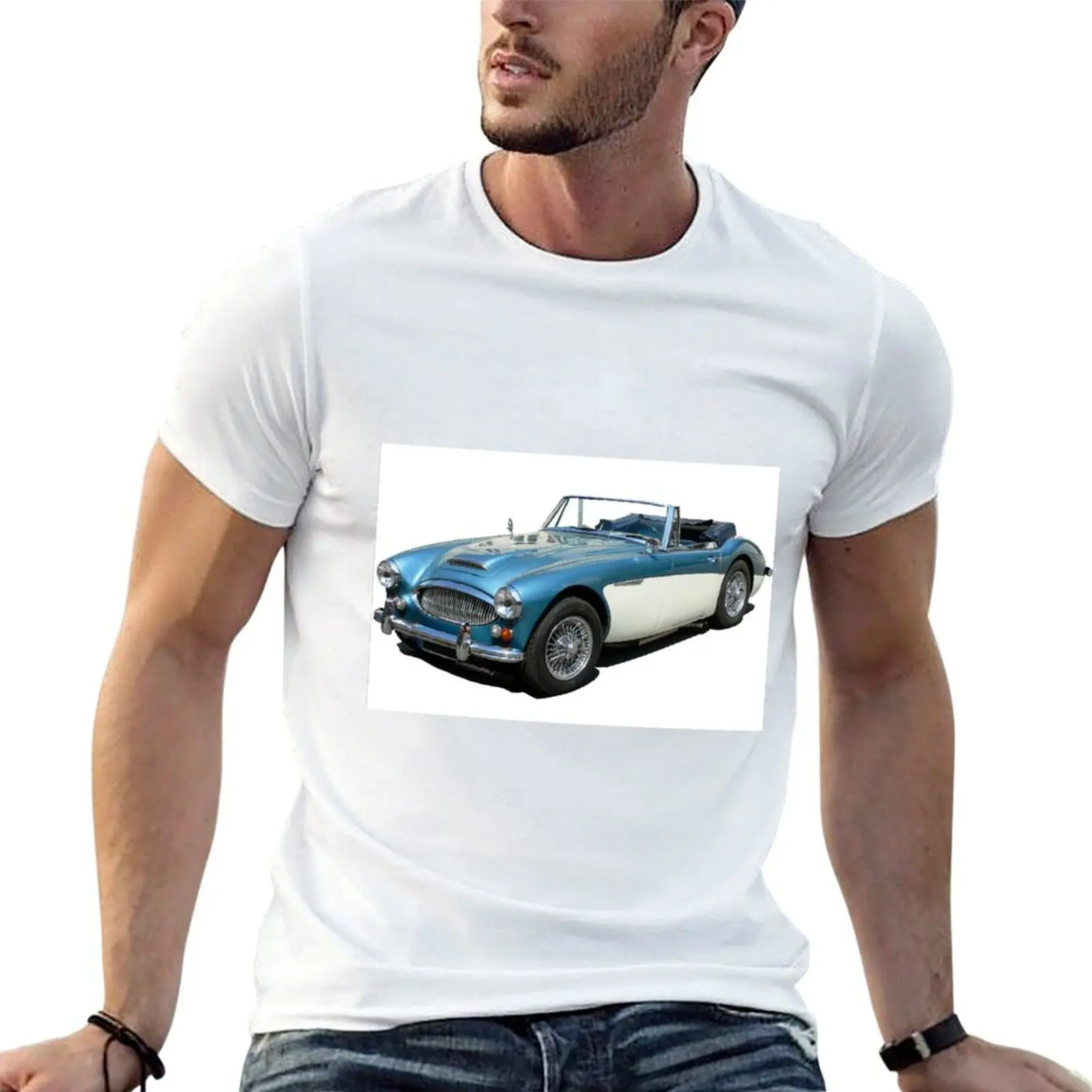 British made Austin Healey 3000 Sports Car T-Shirt Classic Crew Neck Cotton T-Shirt