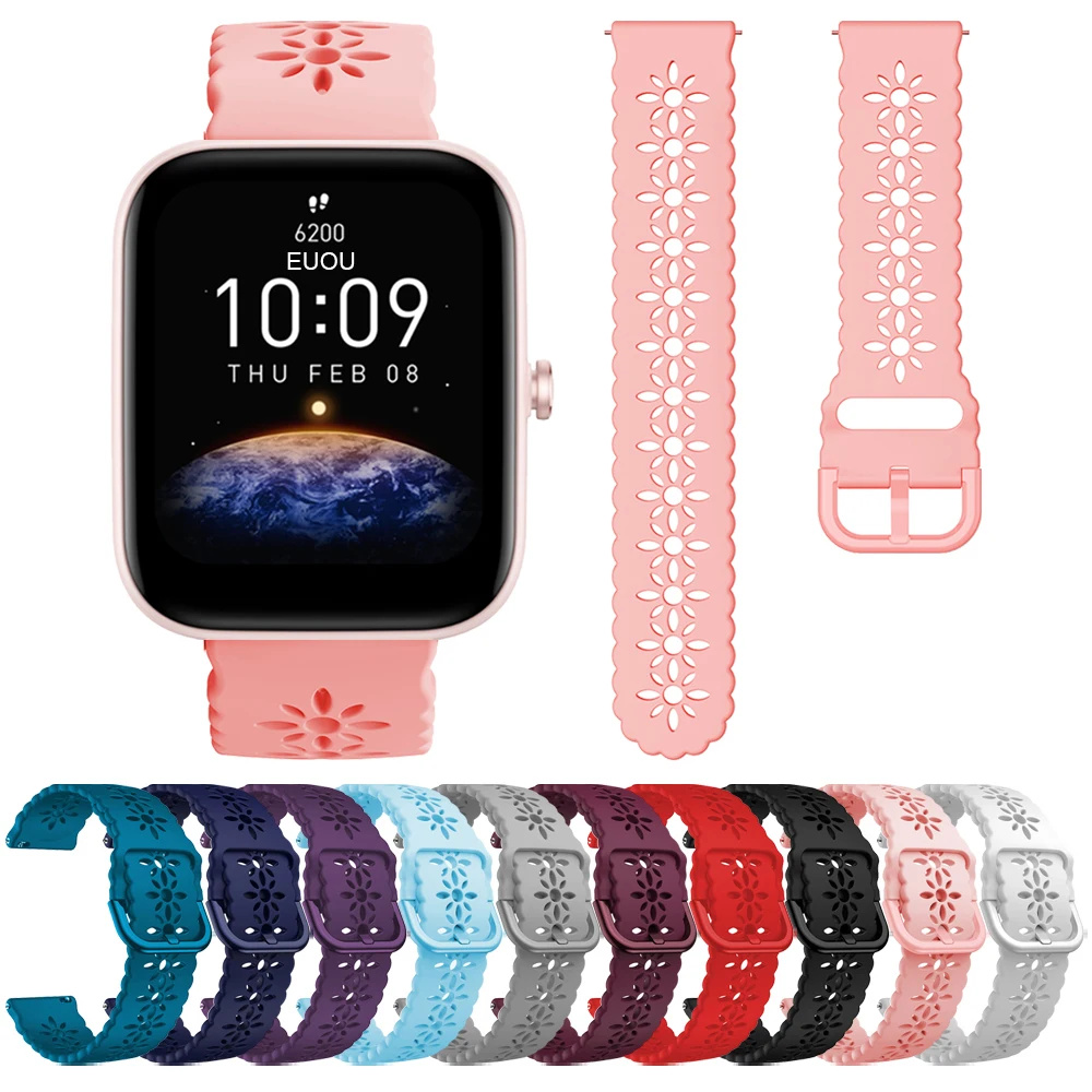 20mm kant siliconen band voor amazfit bip 3 s u pro lite/gts 3 2 mini 2e/gtr 42mm smart watch band polsband voor dames meisjes