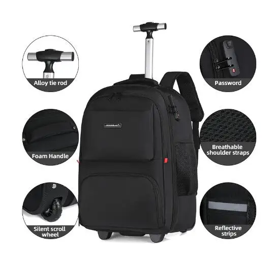 School Rolling bags set for teenagers Cabin Travel Trolley backpack Rolling Luggage Backpack Travel Wheeled backpack On wheels