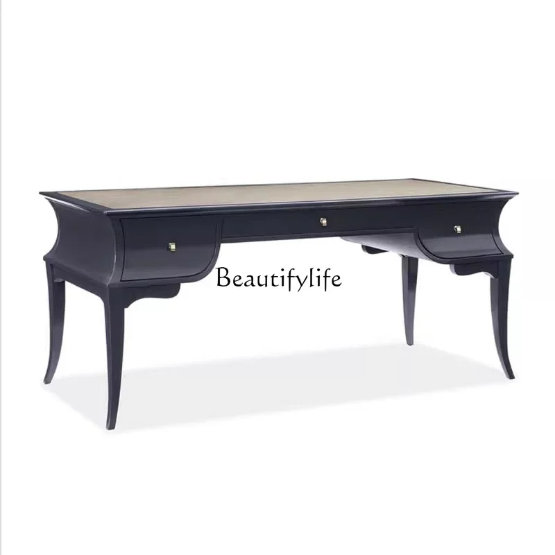 

ls 27 American light luxury minimalist modern minimalist writing desk solid wood Xiaohongshu Internet celebrity storage desk