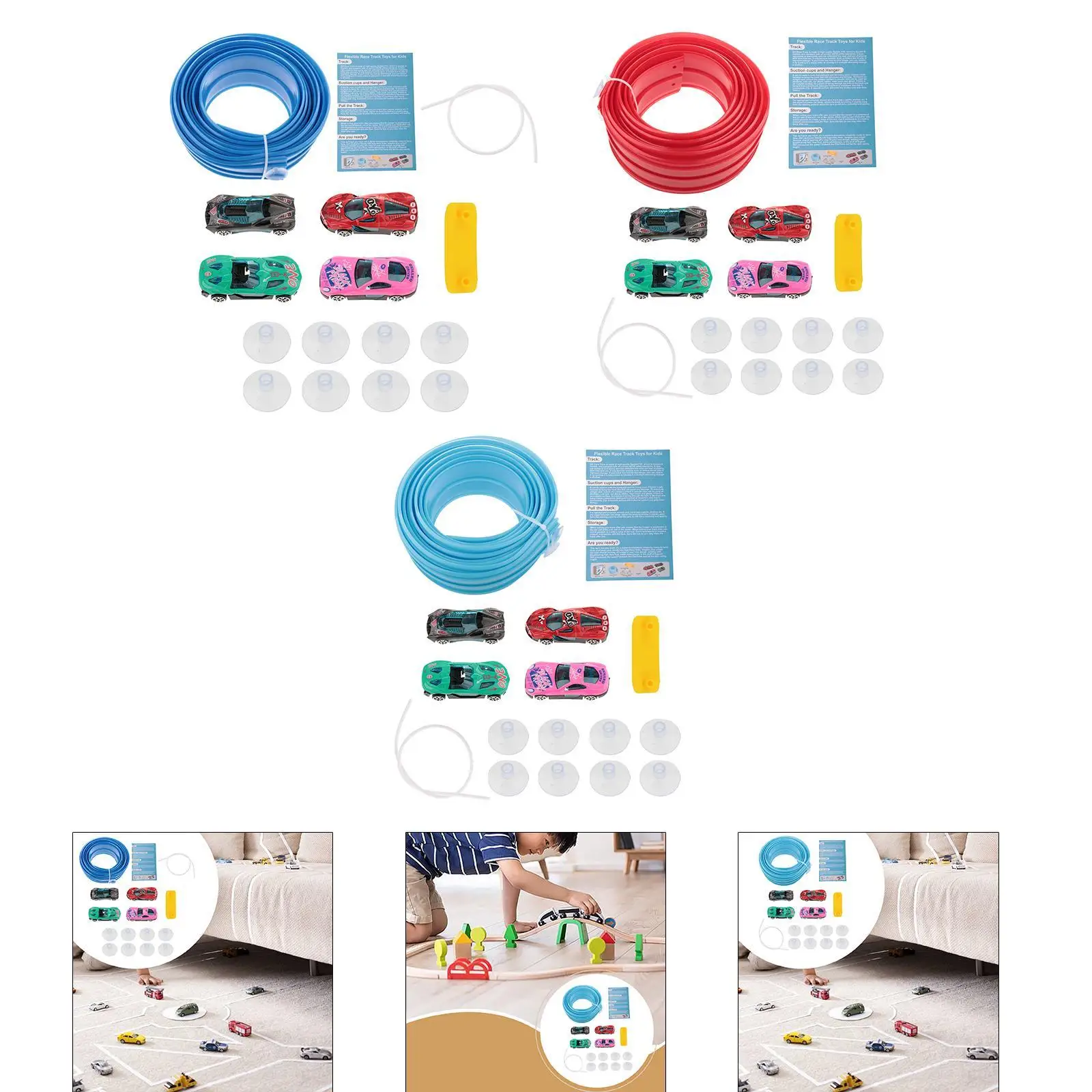 

Гибкая гусеница 4,5 м с 4 мини-отлитыми под давлением автомобилями, двойной гравитационный путь