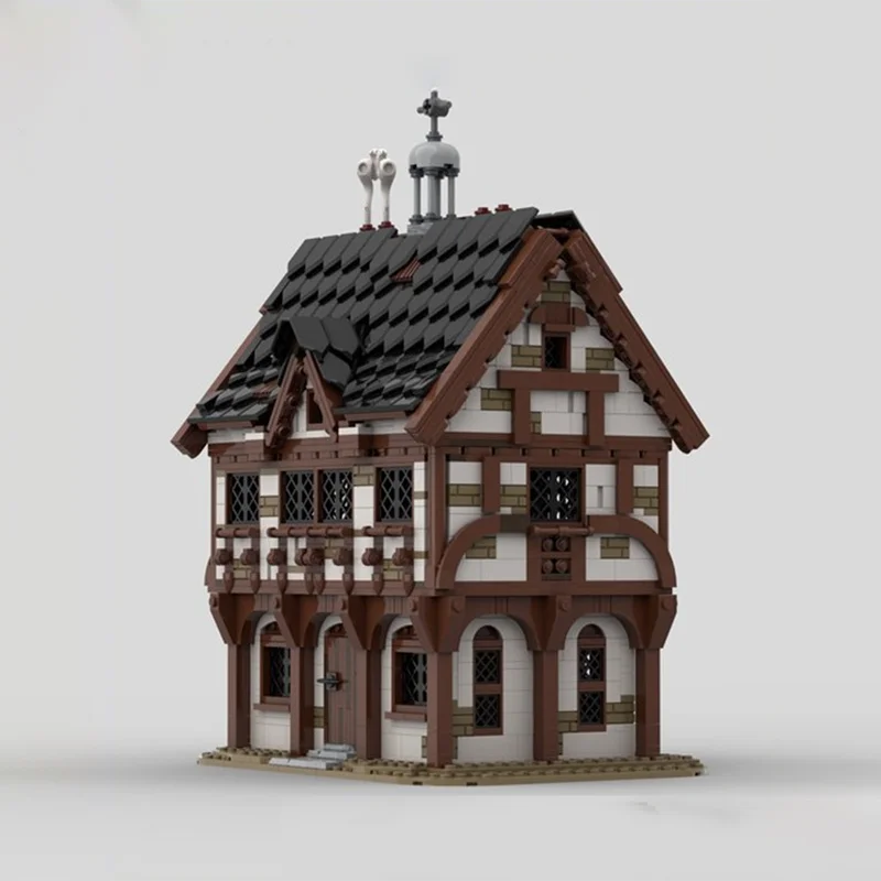 1548pcs MOC 중세 도시 중세 시장 집 2 MOC 빈티지 무역 건물 DIY 모델 빌딩 블록 생일 장난감 선물