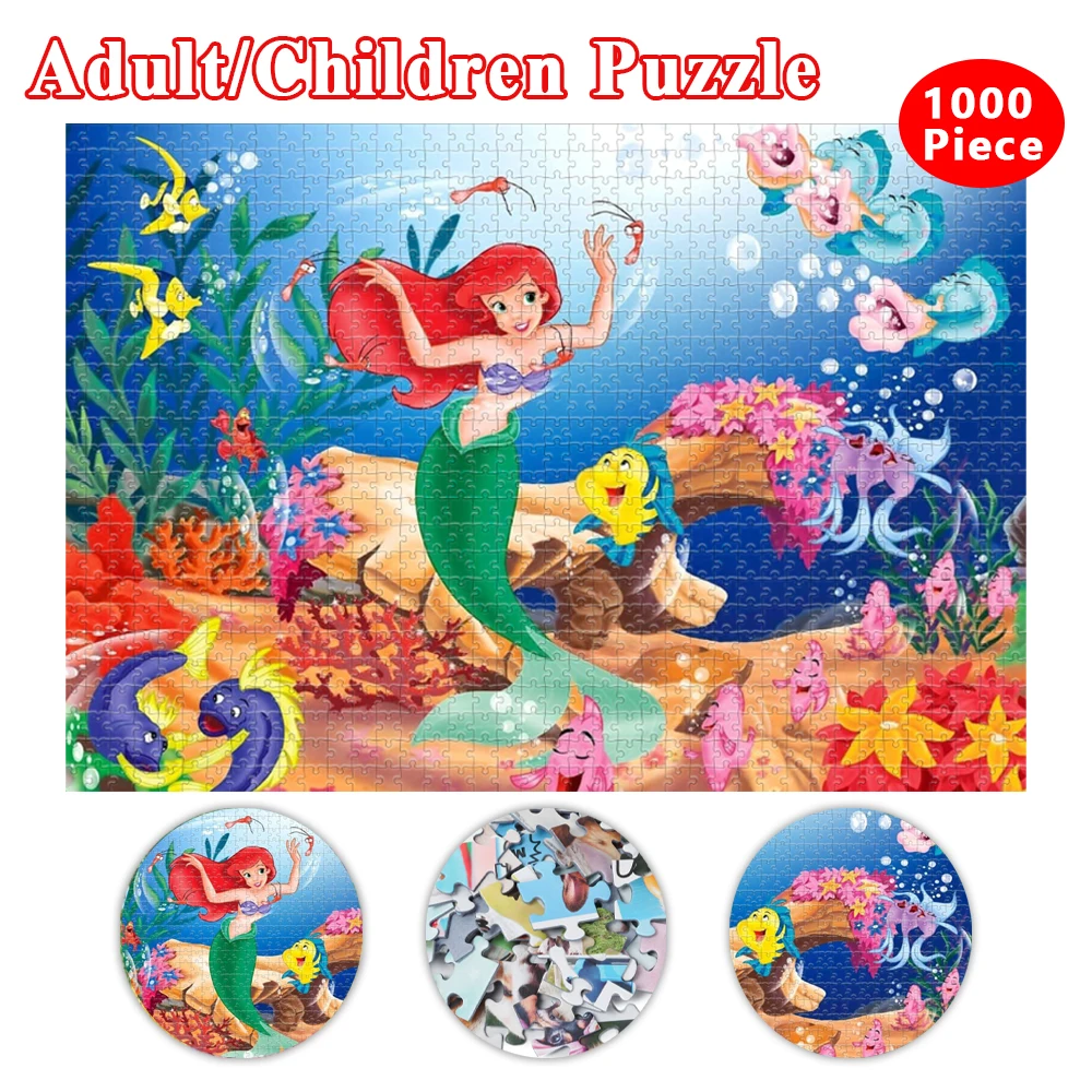 The Little Mermaid Jigsaw Puzzle Disney Thick Cardboard Puzzle 1000 Piece Puzzle for Adults Family Gifts Kid Educational Toys