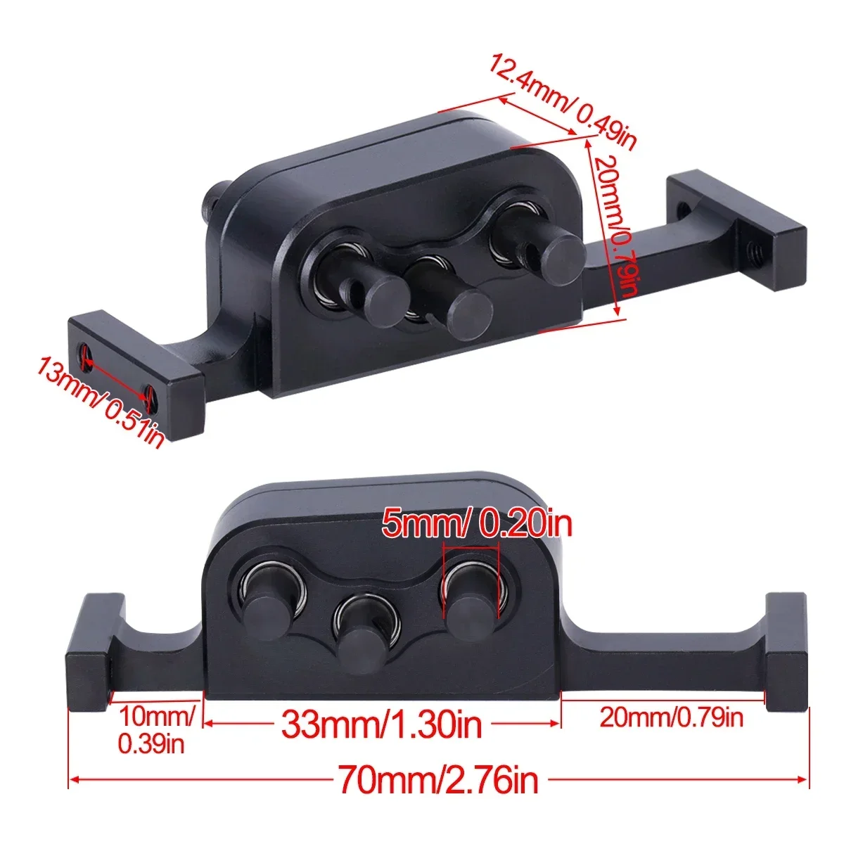 Aluminum Transfer Case Gearbox with 5mm Shaft for 1/10 RC Crawler Cheater Rigs LCG Chassis Build Upgrade Parts