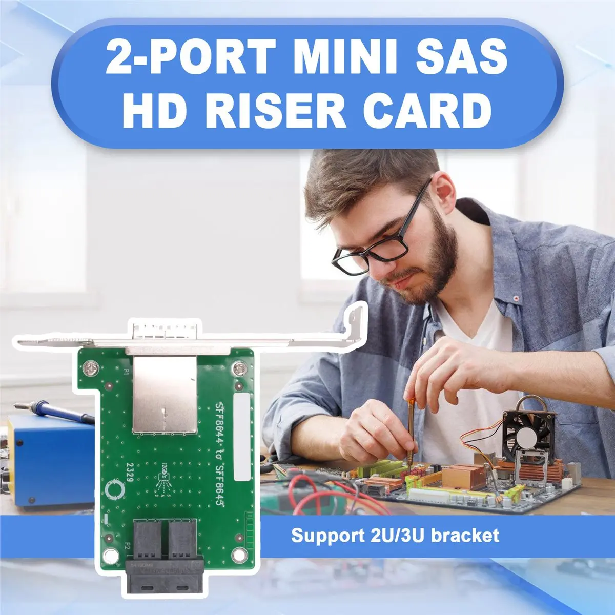 

Карта расширения goodidea 2-портовая SFF-8644 на SFF-8643, 8 SAS/SATA/SSD, 6 Гбит/с, Mini SAS HD Riser Card