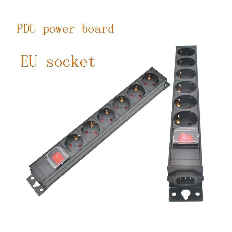 PDU power strip, European socket, 1-10AC, aluminum alloy shell, with switch, no power extension cord
