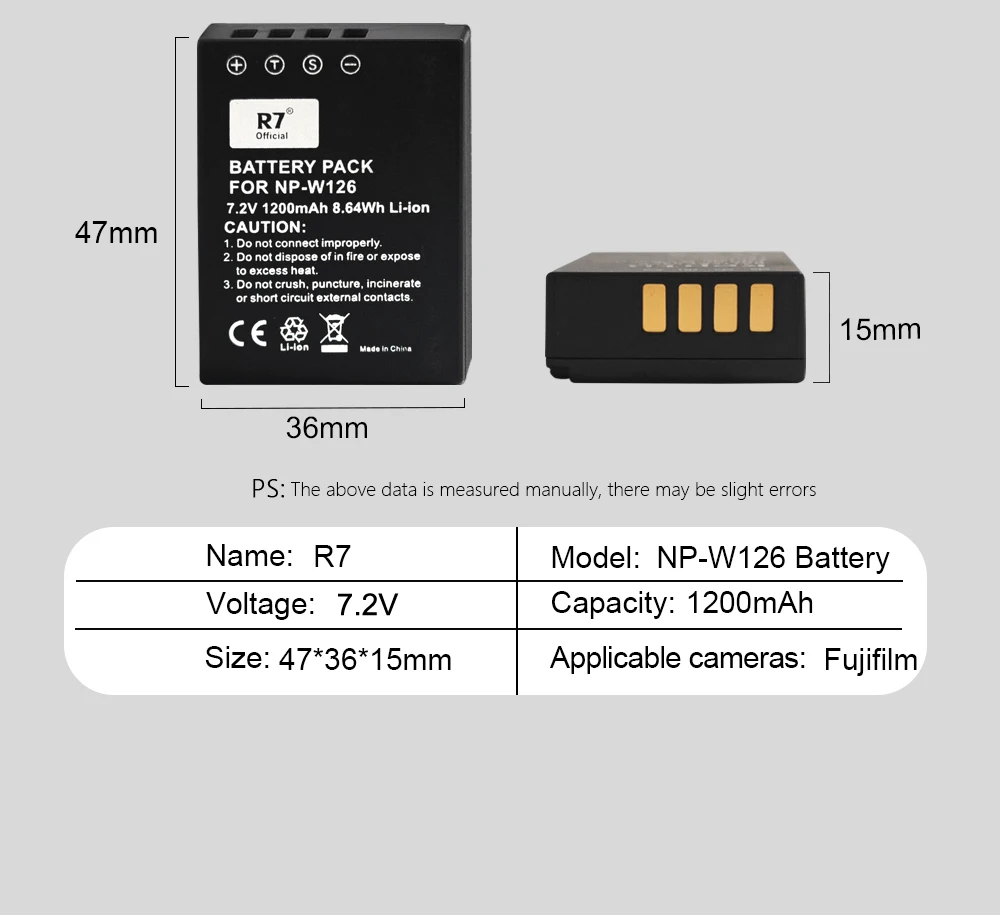 R7 1200mAh NP-W126 NP W126 NP-W126S W126S Battery + LCD Dual Charger for Fuji X-Pro1 XPro1 X-T1 XT1,HS30EXR HS33EXR X PRO1