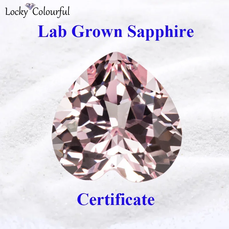 

Lab Grown Sapphire Sakura Pink Color Heart Shape Top Quality Charm Beads for Diy Jewelry Making Ring Selectable AGL Certificate