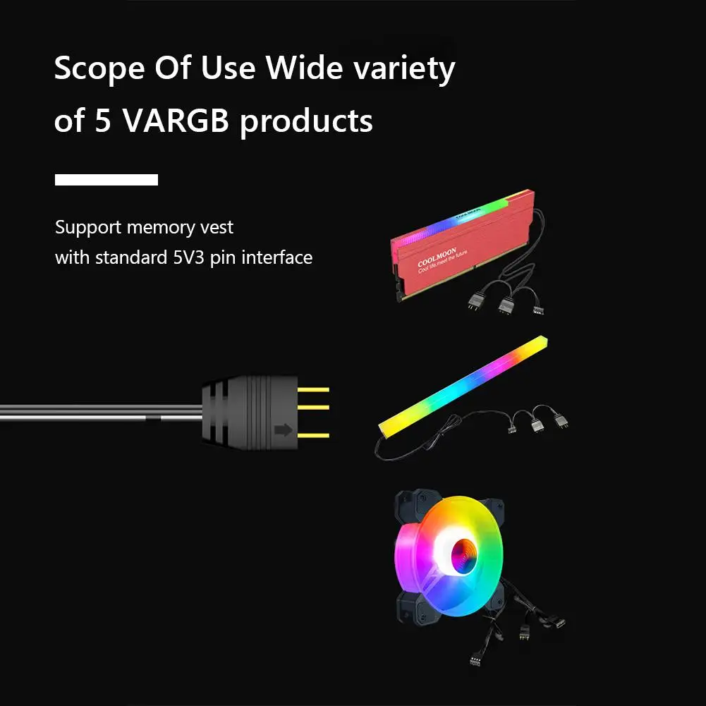 

5V 3Pin HUB Splitter Cable Extension Cord for Mainboard (1 to 2)