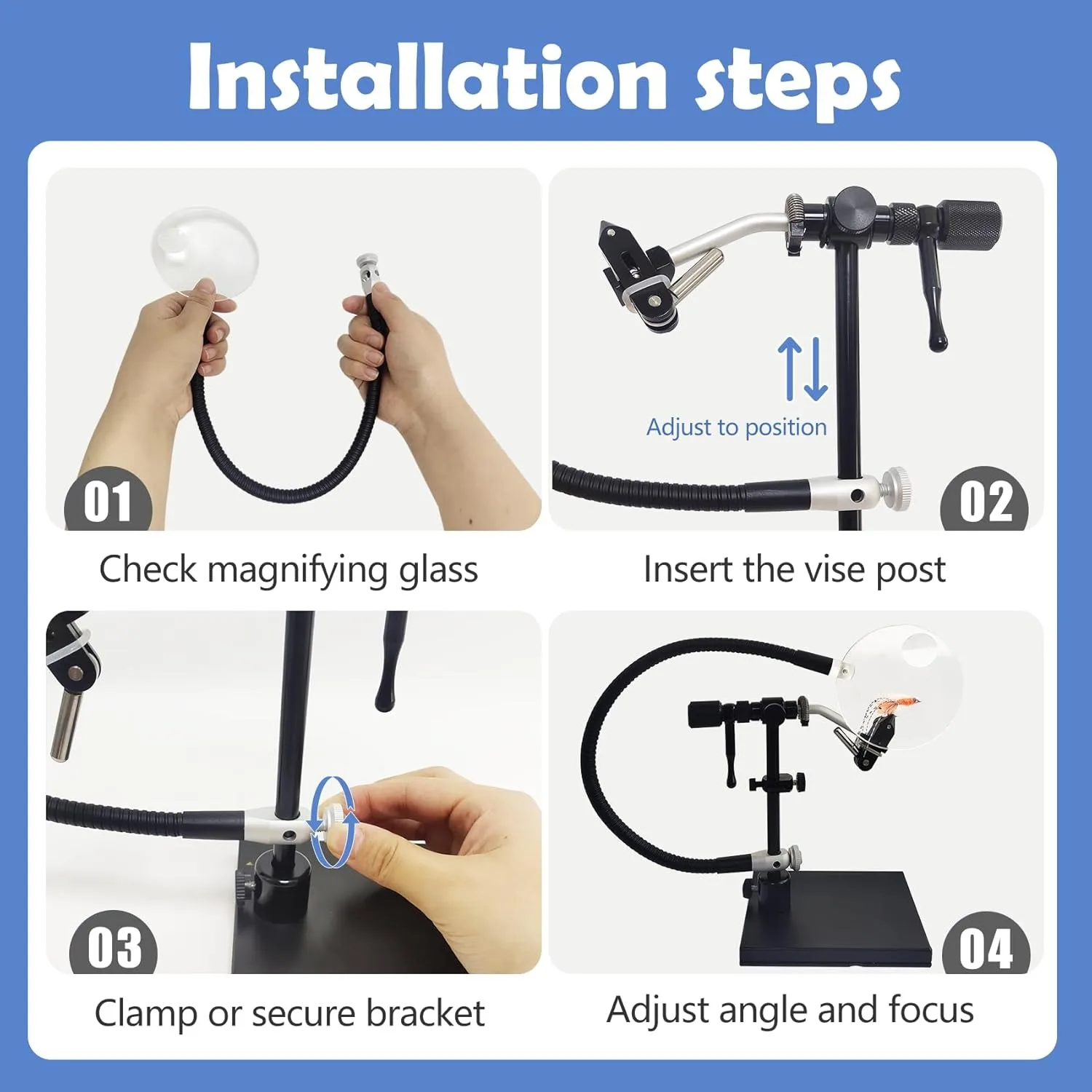Aventik 2X Magnifying Glass for Fly Tying Vise 90mm Lens 35cm Flexible Arm - view 2