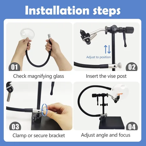 Imagen 2 del producto Lupa Aventik 2X para tornillo de banco para atado de moscas, lente de 90 mm, brazo flexible de 35 cm