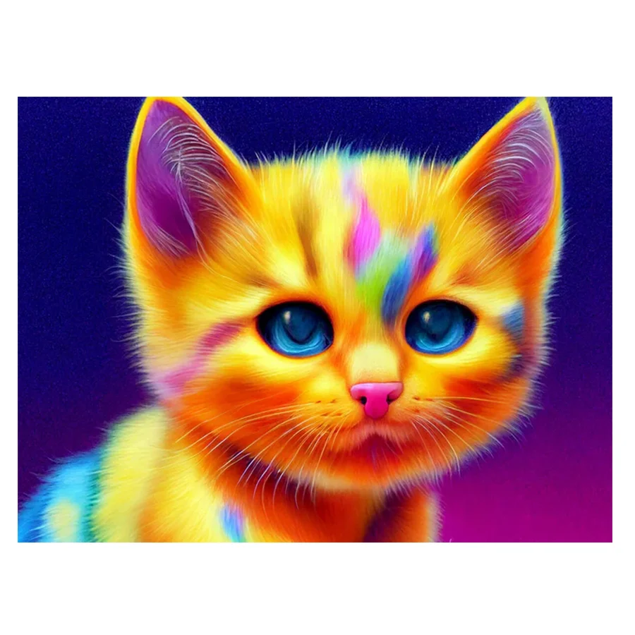 Diamond Painting DIY Adorable Rainbow Kitty Drill Embroidery Animal Cross Stitch Kit Diamond Mosaic Rhinestone Picture Handmade