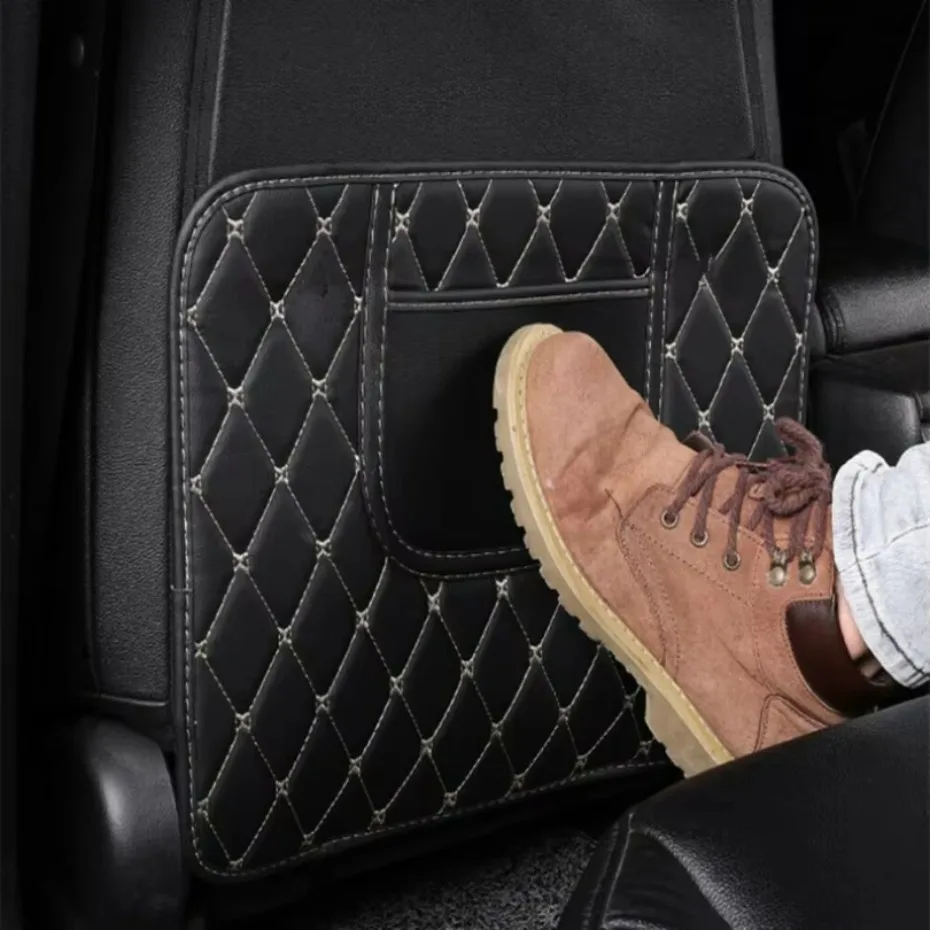 Car Seat Back Anti-Kick Pad Mat Half-size PU Leather Protector Cover Accessories 1pc