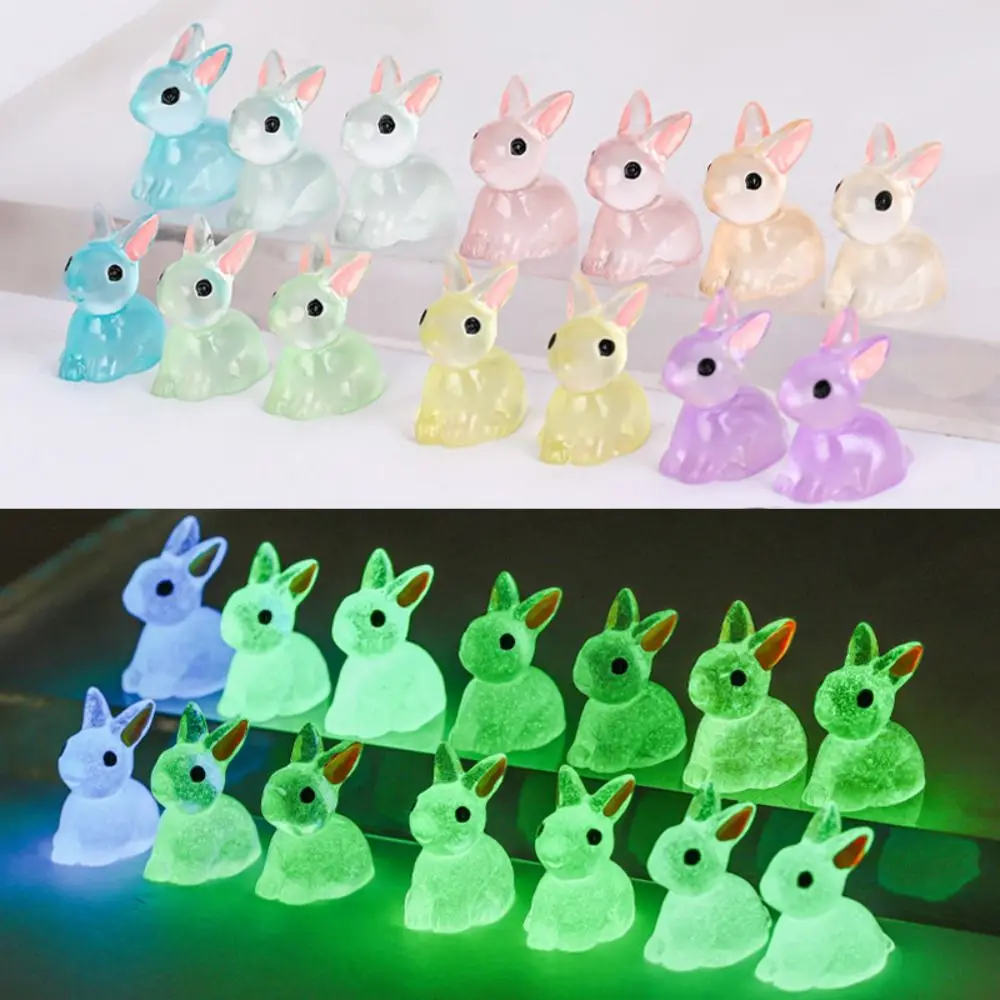 Cute Luminous Bunnies Microlandscape Gardening New Mini Rabbit Ornaments Home Decor Fairy Miniature Figurines