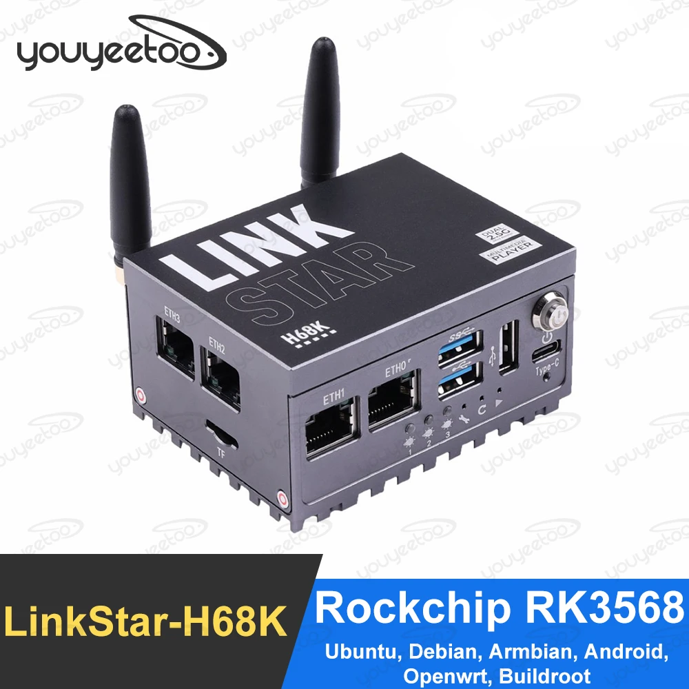 

youyeetoo LinkStar-H68K-0232 Router Rockchip RK3568 dual-2.5G Ethernet Support Ubuntu,Armbian,Android,Openwrt,Debian,Buildroot