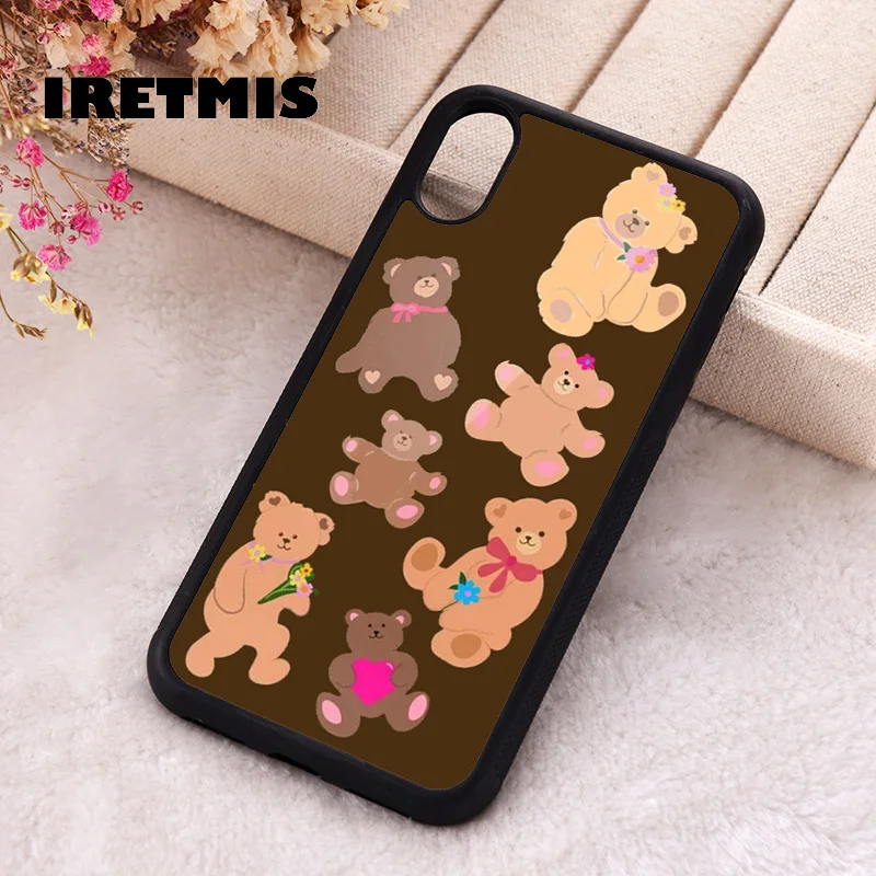 Iretmis Phone Cover Case For iPhone X XS Max XR 11 12 13 PRO MINI 14 15 16 Plus Rubber Silicone bear cute