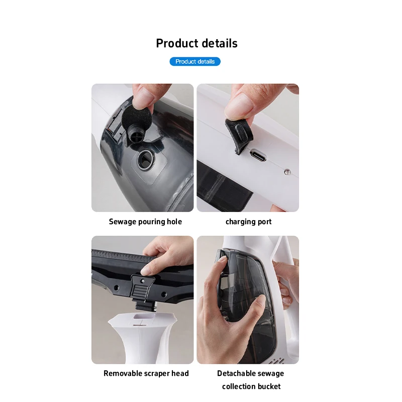 

Multifunctional Electric Cordless Window Cleaner Machine White Cordless Rechargeable Automatic Portable Glass Cleaner Tools