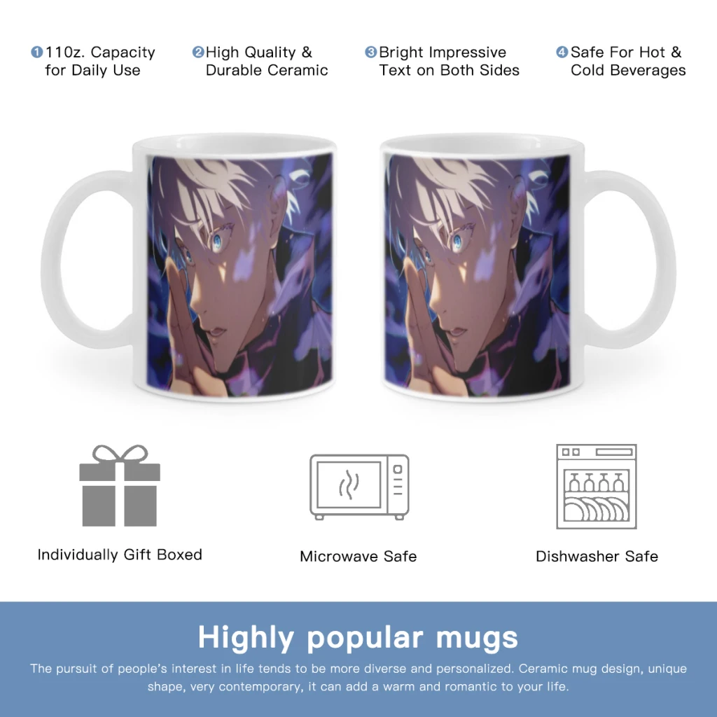 

Jujutsu Kaisen Gojo Satoru Free shipping Coffee Mug Custom Tea Cup Black Milk Beer Mugs Lovers Friends Gifts