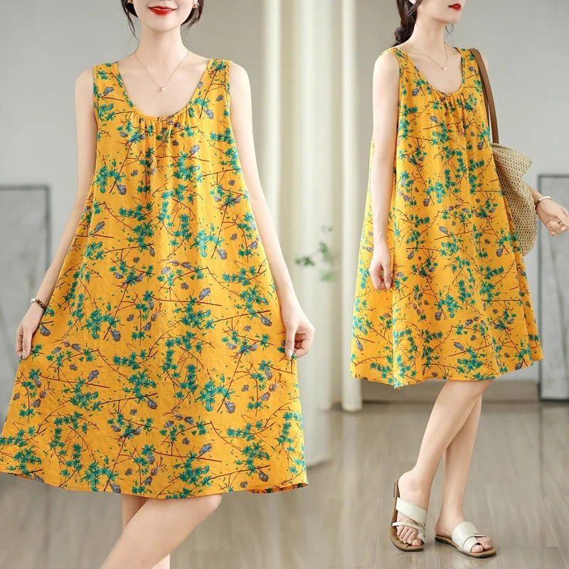 Vestido Largo Hoado de Verano con Estampado de Aodón para Mujer, Vestido Largo de Una Pieza con Cuello en V, ro e Inf...